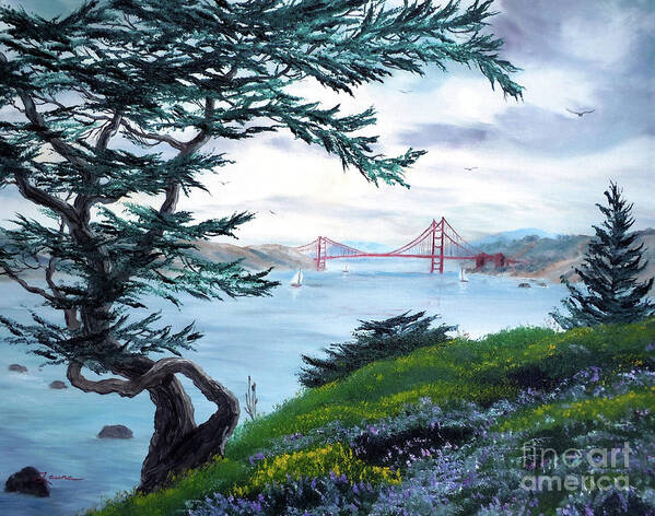 San Francisco Art Print featuring the painting Upon Seeing the Golden Gate by Laura Iverson