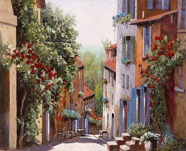 Old Cagnes Art Print featuring the painting vecchia Cagnes by Guido Borelli
