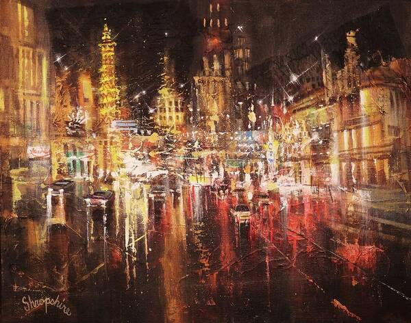 Abstract Art Print featuring the painting Vegas - Sudden Downpour by Tom Shropshire