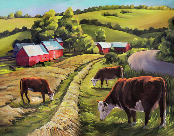 Vermont Art Art Print featuring the painting Vermont Going For the Green on Jenne Farm by Nancy Griswold