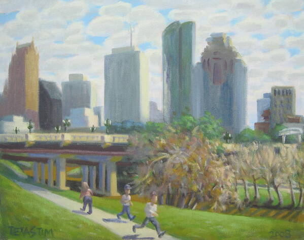 Skate Board Park Art Print featuring the painting View from the Skate Board Park by Texas Tim Webb