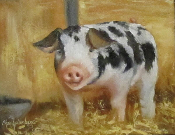 Animal Art Art Print featuring the painting Vindicator The Spotted Pig by Cheri Wollenberg