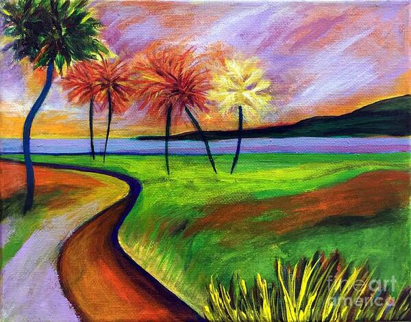 Landscape Art Print featuring the painting Vinoy Park in Purple by Elizabeth Fontaine-Barr