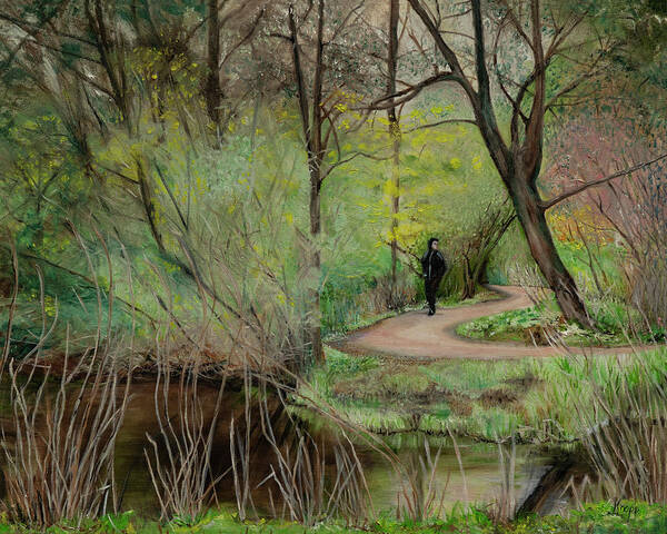 Inspiration Landscape Art Print featuring the painting Vondelpark, Amsterdam by Kathy Knopp