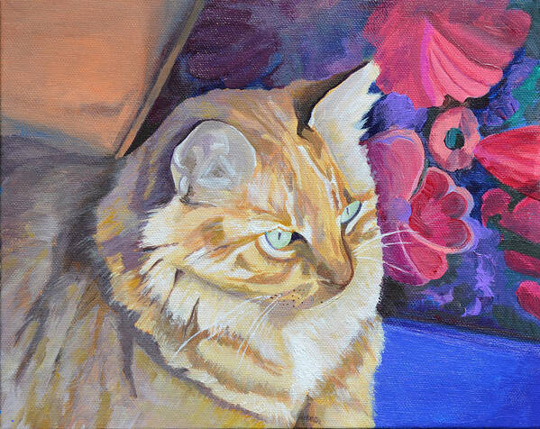 Cat Art Print featuring the painting Waiting Cat by Mary Chant