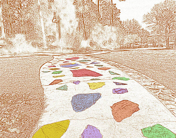 Photograph Art Print featuring the digital art Walk This Way Over Colored Stones by Marian Bell