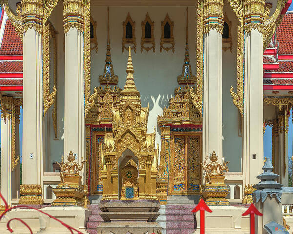 Temple Art Print featuring the photograph Wat Phrom Chariyawat Phra Ubosot Entrance DTHNS0118 by Gerry Gantt