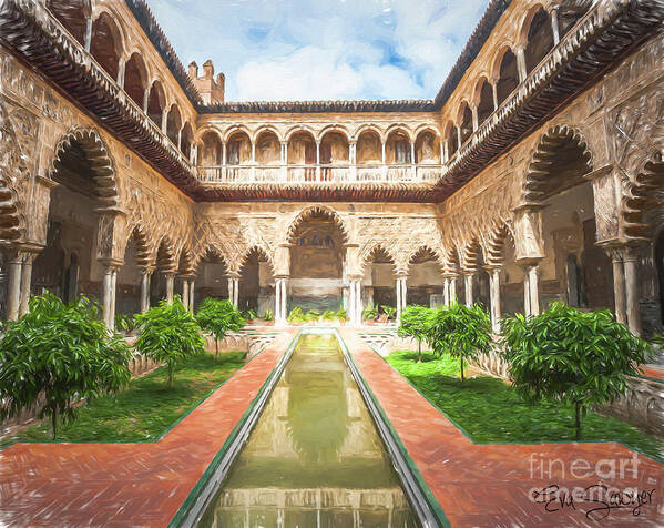 Spain Art Print featuring the painting Water Gardens of Sunspear by Eva Sawyer