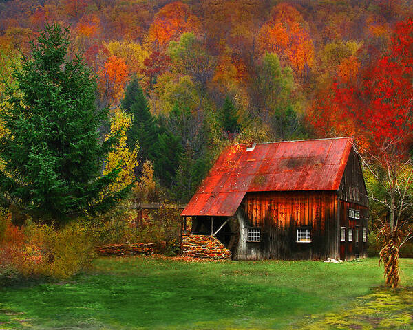 Barn Art Print featuring the digital art Water Wheel Barn by Vicki Lea Eggen