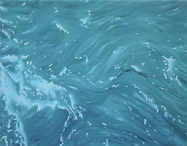 Waves Art Print featuring the painting Waves - Light Blue by Neslihan Ergul Colley