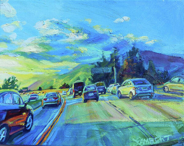 Freeway Art Print featuring the painting Westward by Bonnie Lambert