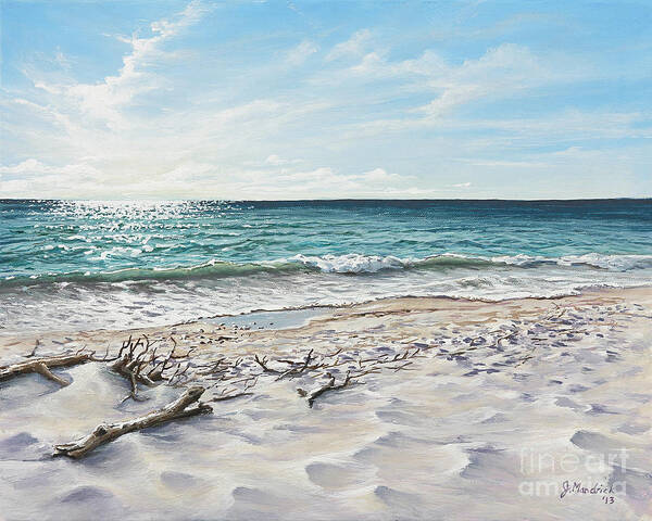 Seascape Art Print featuring the painting White Sands of Tiger Tail by Joe Mandrick