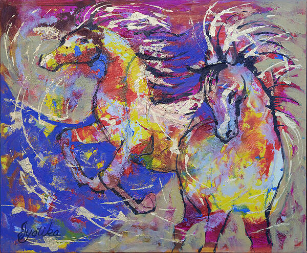 Horses Art Print featuring the painting Wild Runners by Jyotika Shroff