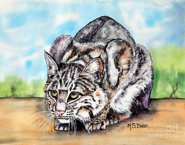 Bobcat Art Print featuring the painting Willow by Maria Barry
