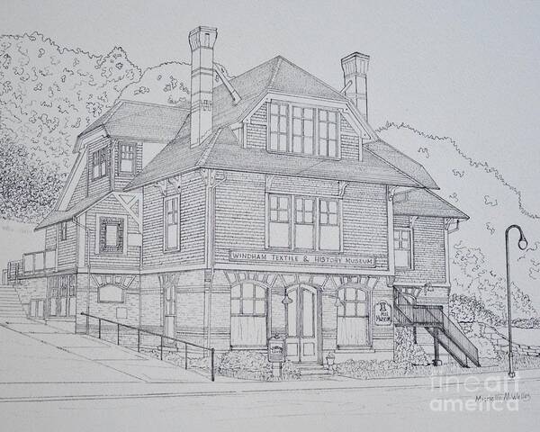 Museum Art Print featuring the drawing Windham Textile and History Museum by Michelle Welles
