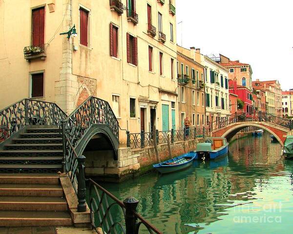 Venice Art Print featuring the photograph Winding Through The Watery Streets of Venice by Barbie Corbett-Newmin