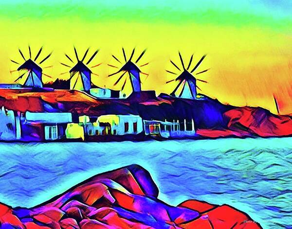 Wall Décor Art Print featuring the photograph Windmills at Mykonos by Coke Mattingly