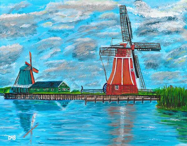 Windmills Art Print featuring the painting Windmills by David Bigelow
