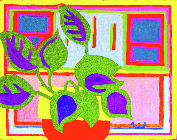 House Plant Art Print featuring the painting Window Plant by Rod Whyte
