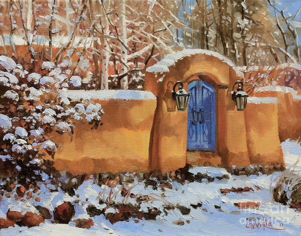 Gary Kim Art Print featuring the painting Winter Beauty of Santa Fe by Gary Kim