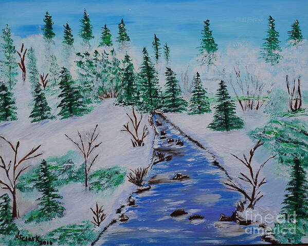 Snow Art Print featuring the painting Winter Calmness by Jimmy Clark