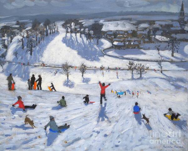 Winter Fun Art Print featuring the painting Winter Fun by Andrew Macara