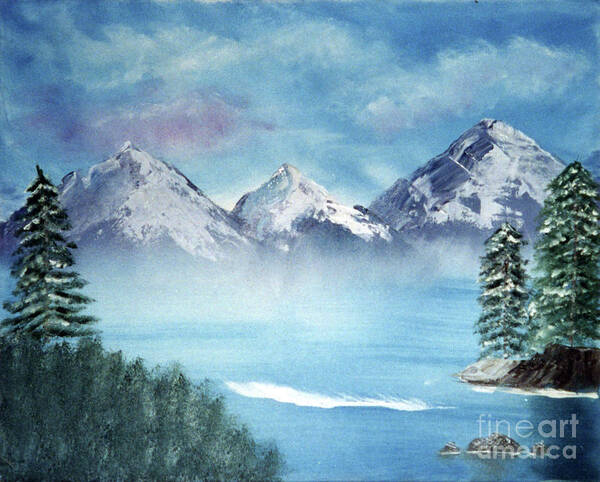 Lake Tahoe Art Print featuring the painting Winter In Lake Tahoe by Artist Linda Marie