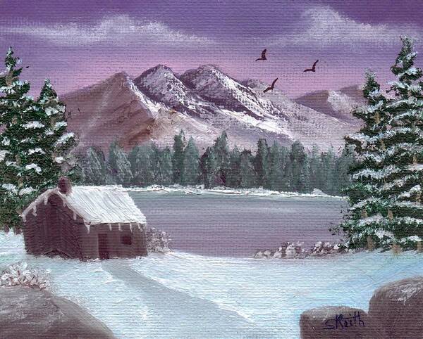 Winter Art Print featuring the painting Winter in the Mountains by Sheri Keith
