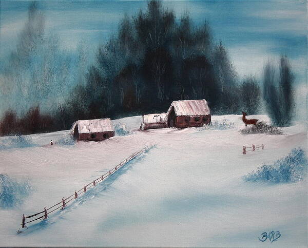 Winter Art Print featuring the painting Winterscene by Barbara Teller