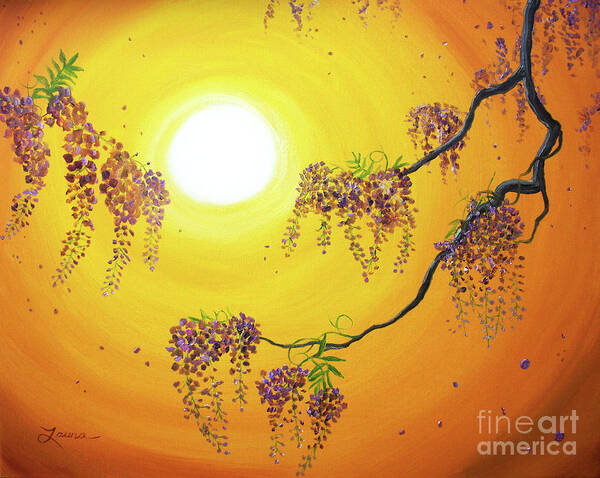 Painting Art Print featuring the painting Wisteria in Golden Glow by Laura Iverson