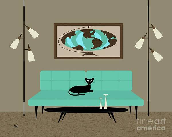 Mid Century Modern Art Print featuring the digital art Witco World by Donna Mibus