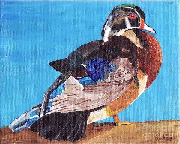 Ducks Art Print featuring the painting Wood Duck by Rodney Campbell