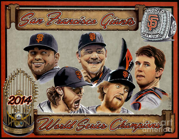 Giants Art Print featuring the drawing World Champs by Cory Still