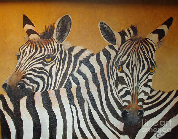 Zebra Art Print featuring the painting Zebra Love by Barbara Haviland