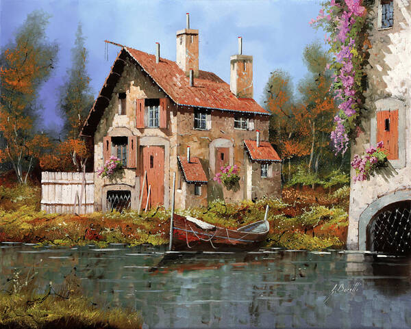 0727-la Casa Sul Fiume Art Print featuring the painting 0727-la Casa Sul Fiume by Guido Borelli