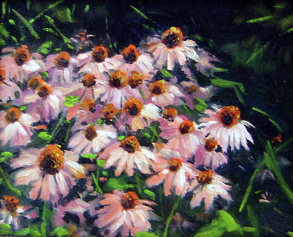 Landscape Art Print featuring the painting Cone Flower Patch by Rick Hansen