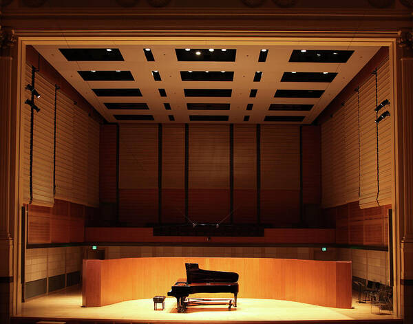 Empty Art Print featuring the photograph Grand Piano On Stage #1 by Yenwen