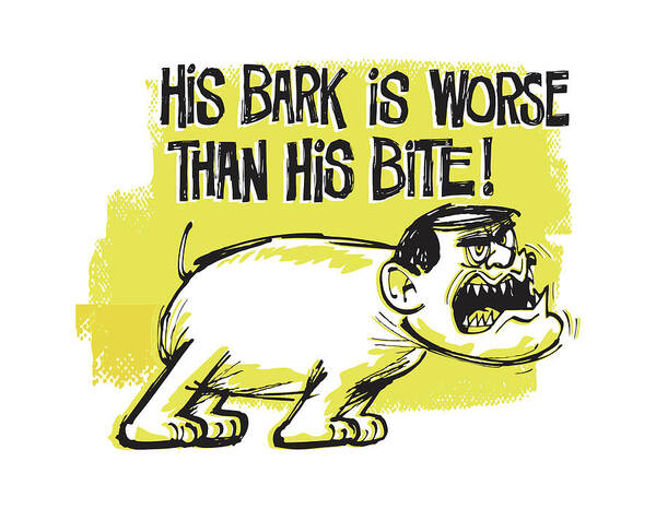Adult Art Print featuring the drawing His Bark is Worse Than his Bite #1 by CSA Images