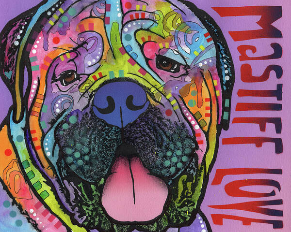 Mastiff Love Art Print featuring the mixed media Mastiff Love #1 by Dean Russo