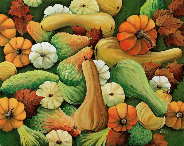 Squashes Art Print featuring the painting Squashes #1 by Debbi Wetzel