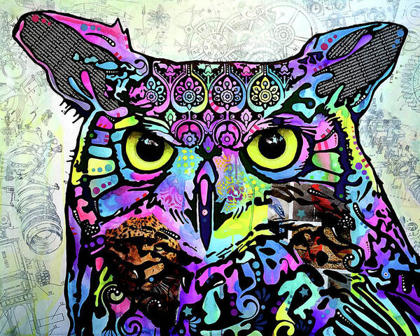 Owl Art Print featuring the mixed media The Owl #1 by Dean Russo