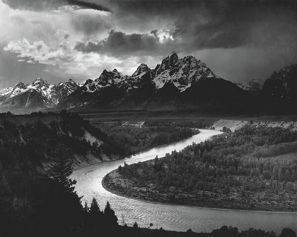 Ansel Adams Art Print featuring the photograph The Tetons And The Snake River 1942 by Mountain Dreams
