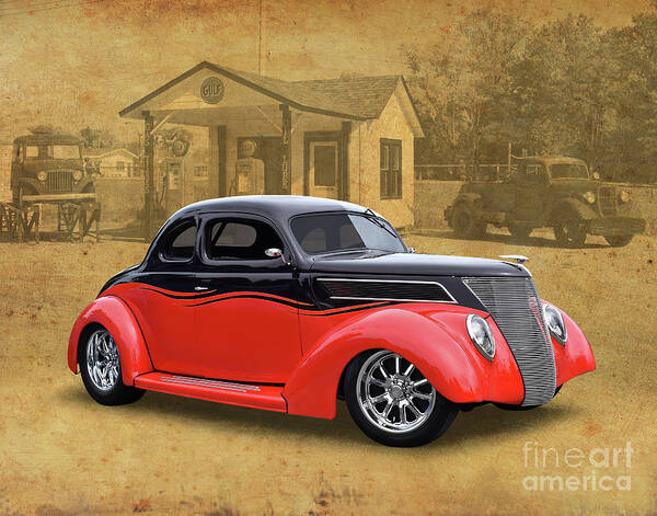 1937 Art Print featuring the photograph 1937 Ford Coupe Street Rod by Ron Long