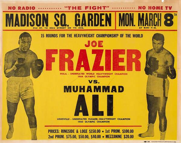 Fight Art Print featuring the painting 1971 Muhammad Ali vs Joe Frazier I On Site Fight Poster by Celestial Images