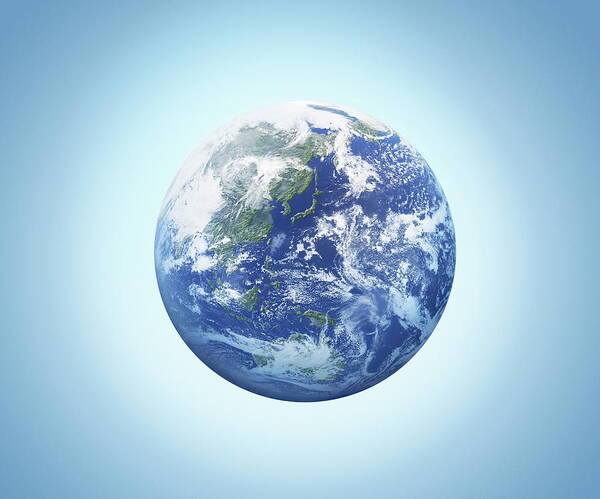 Globe Art Print featuring the photograph The Earth, Computer Graphic, Blue #2 by Vgl/amanaimagesrf