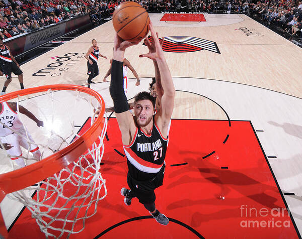 Jusuf Nurkic Art Print featuring the photograph Toronto Raptors V Portland Trail Blazers #5 by Sam Forencich