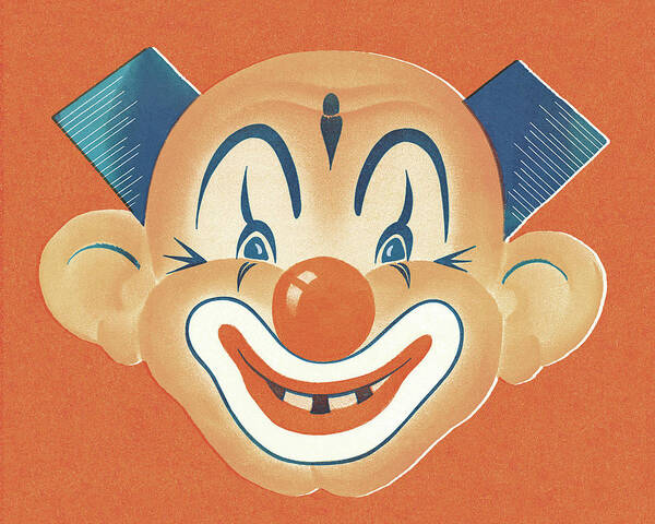 Campy Art Print featuring the drawing Clown Face #6 by CSA Images