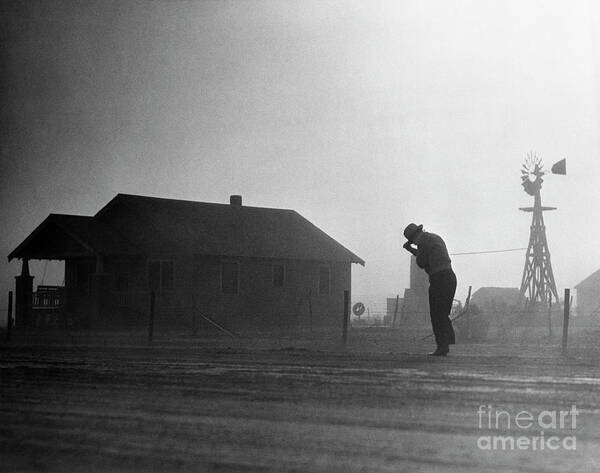 Dust Art Print featuring the photograph A Dust Storm In Oklahoma by Bettmann