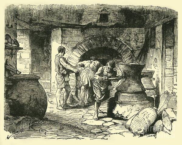 Engraving Art Print featuring the drawing A Roman Bakery by Print Collector