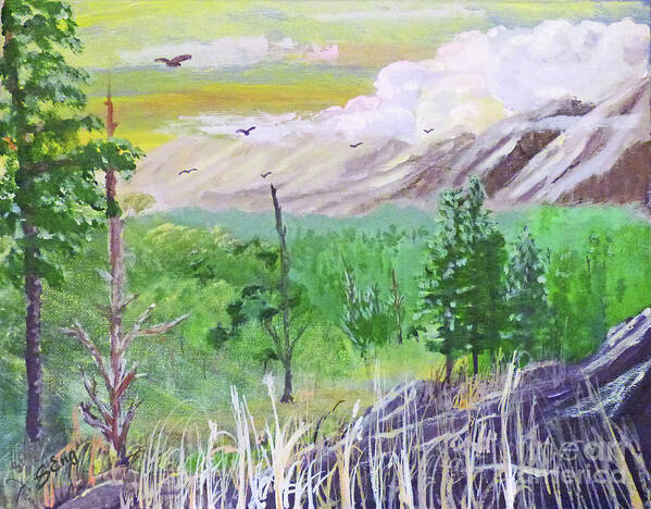 Landscape Art Print featuring the painting Across the Valley 300 by Sharon Williams Eng